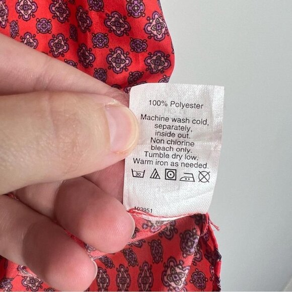 J Crew Factory Womens Size 2 Red Printed Racerback Lightweight Tank Top Casual - Picture 6 of 10